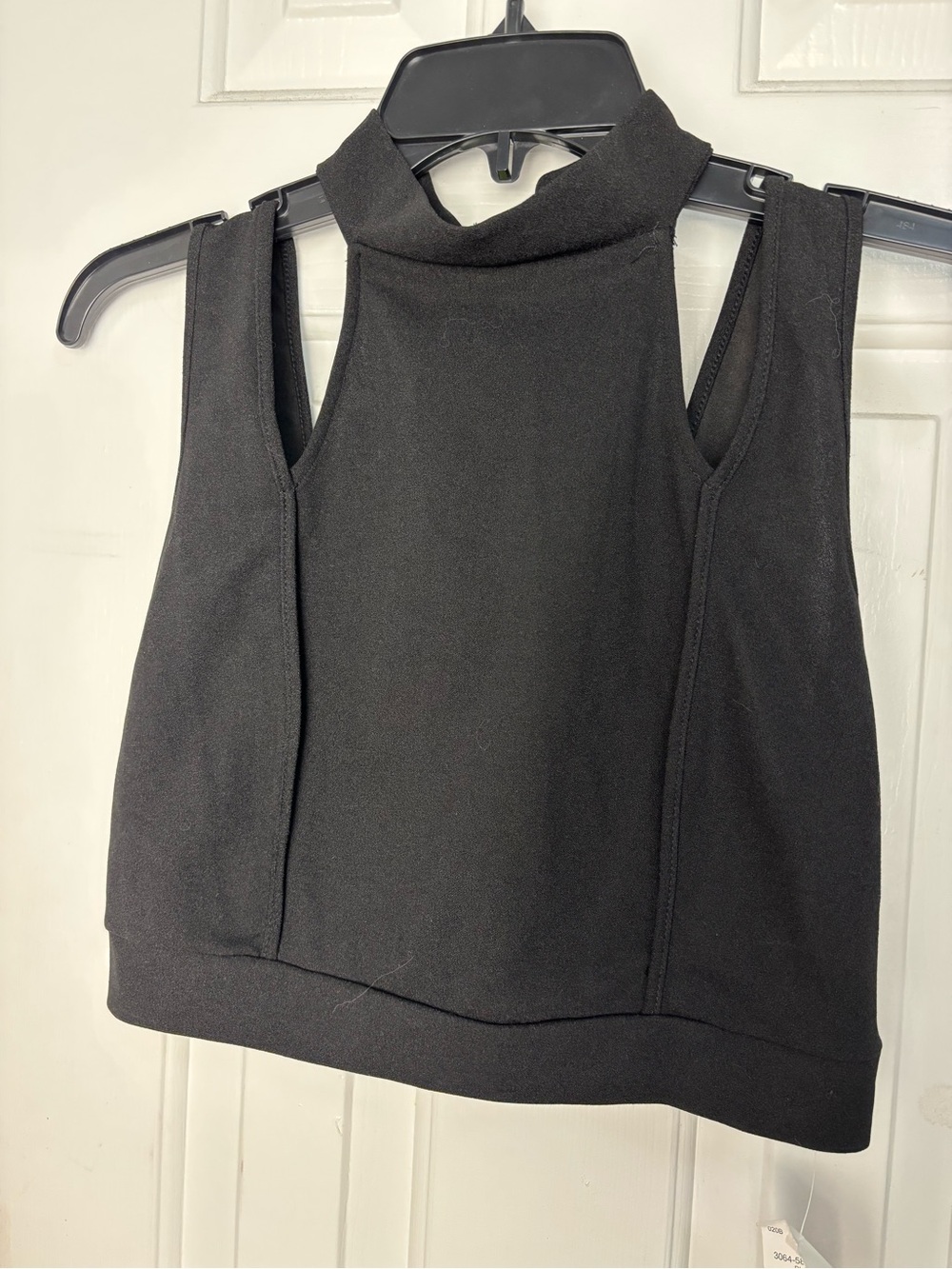 Mock Neck Crop Top Black Size Medium